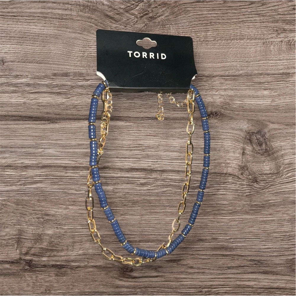 Torrid Gold and Blue Chain Necklace